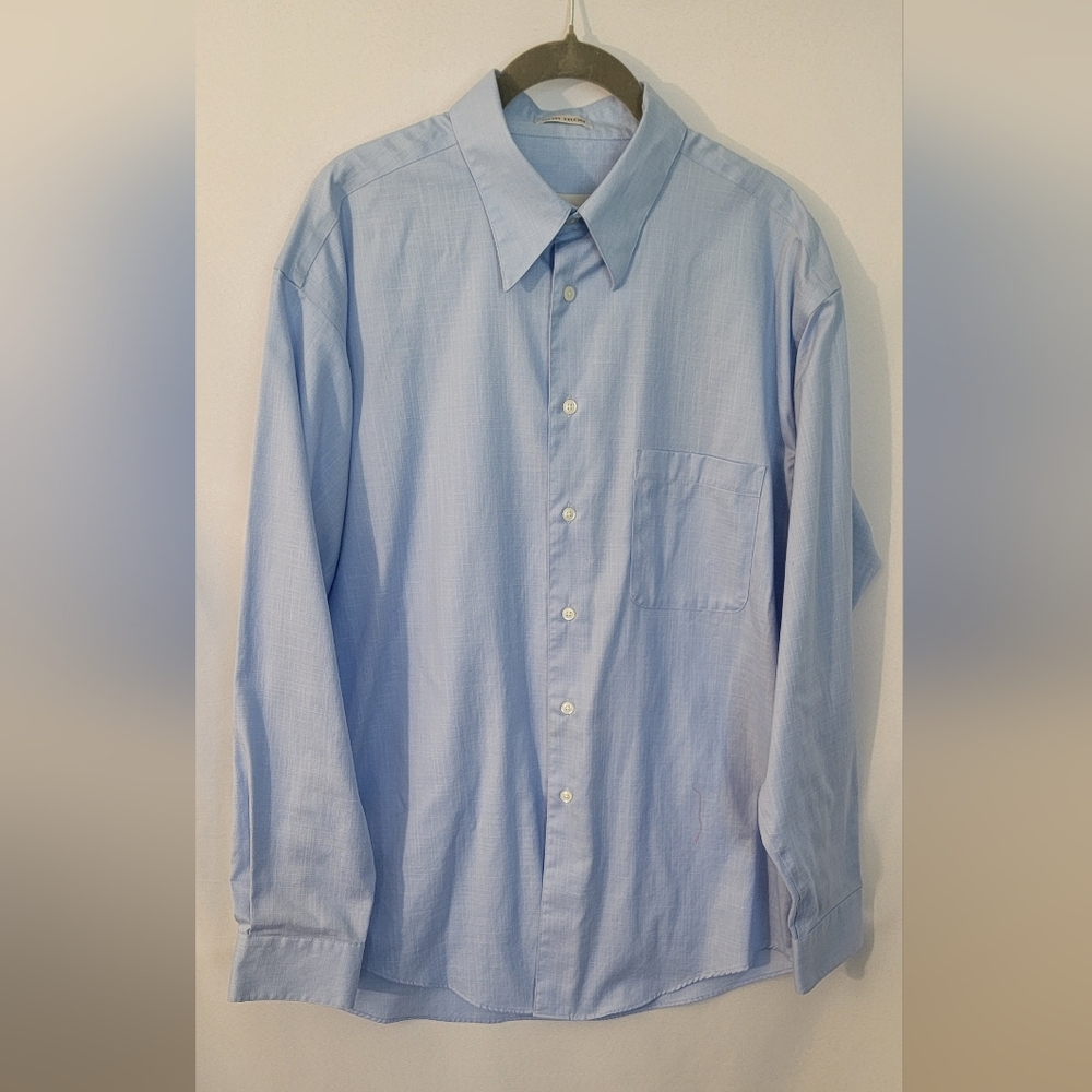 Pronto Uomo Mens Blue Casual Button Down Shirt Long Sleeves Size L